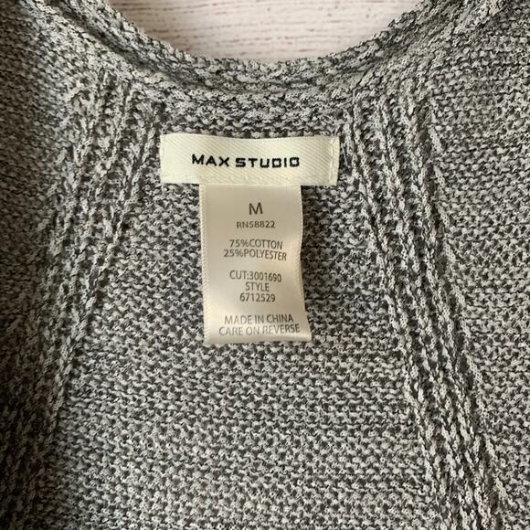 Max Studio Long Gray Knit Cardigan Sweater Vest Sleeveless Duster Open Front M - Picture 9 of 10